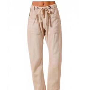 So Me Women's Light Tan Drawstring barrel jeans